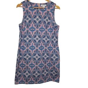 Tabitha Webb Women's Sheath Shift Dress Sleeveless Pockets Blue Pink Size 8